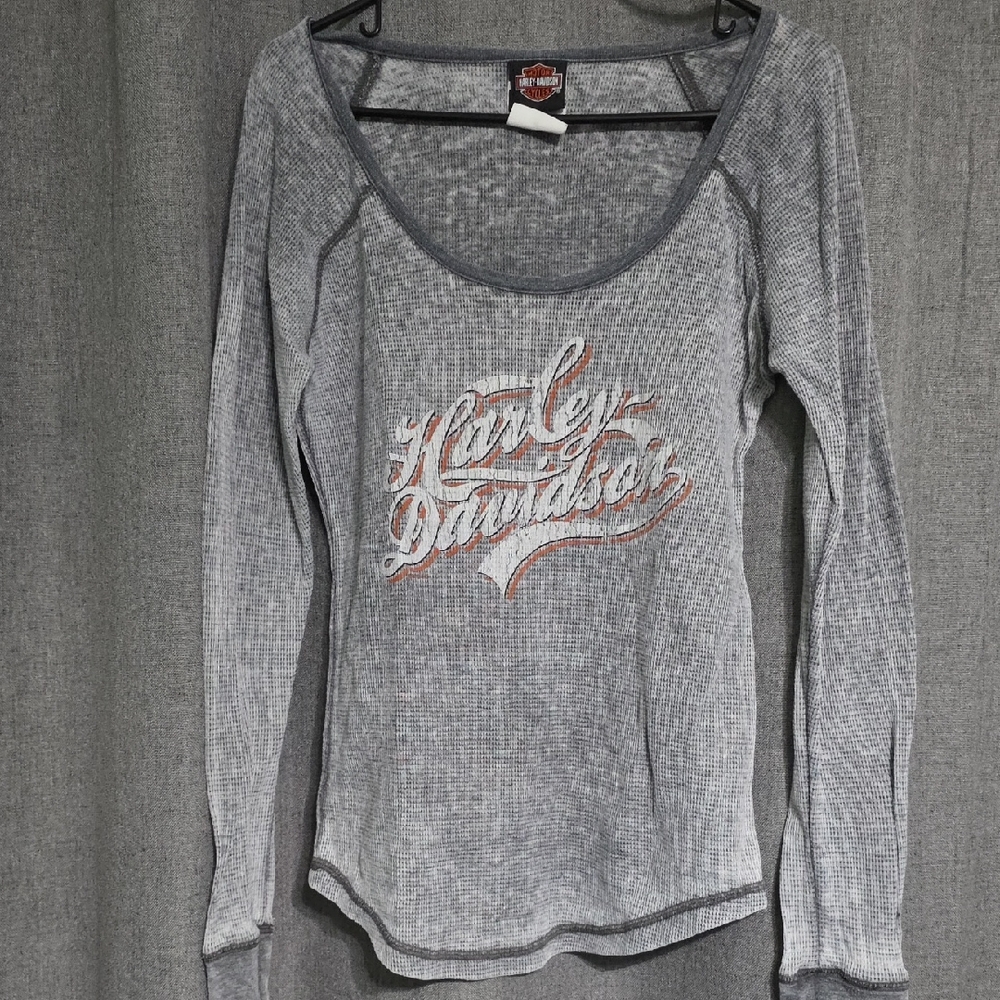 Harley-Davidson Women's Gray Long Sleeve Top